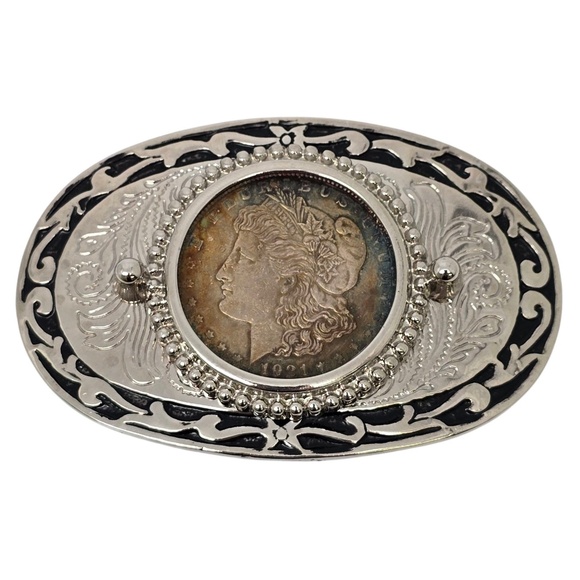 1921 Morgan Silver Dollar Coin Belt Buckle #20984